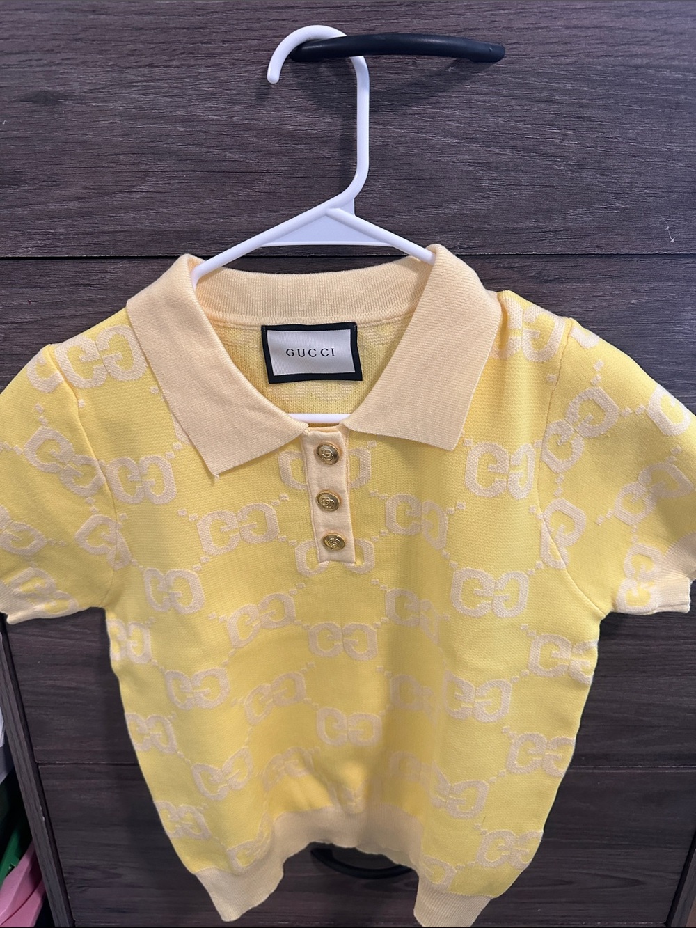 Women’s Yellow Logo Jacquard Polo size S